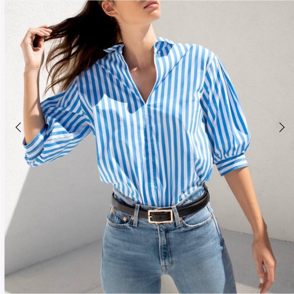 AYR Blue and White Striped Blouse